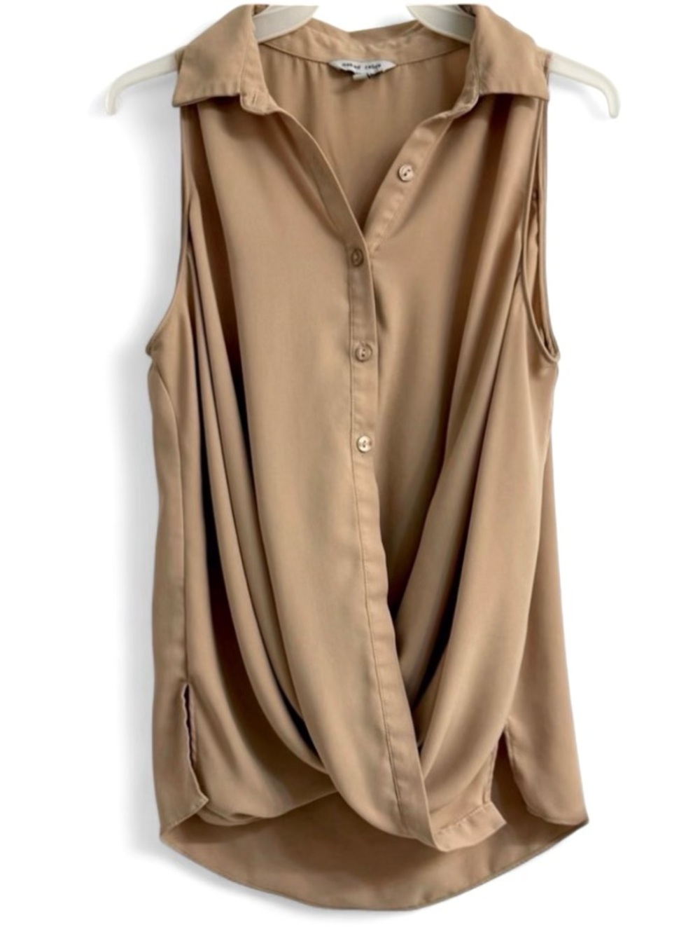 Naked Zebra Tan Sleeveless Blouse Size Small